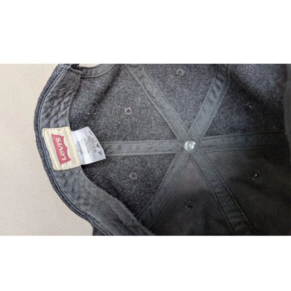 Vintage Levi's Wool Blend Gray Basebal Cap Leather Logo Slide Closure Unstructur - Picture 7 of 7
